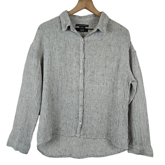 Tahari Tops - Tahari linen woven boxy button‎ down top, size women's small
